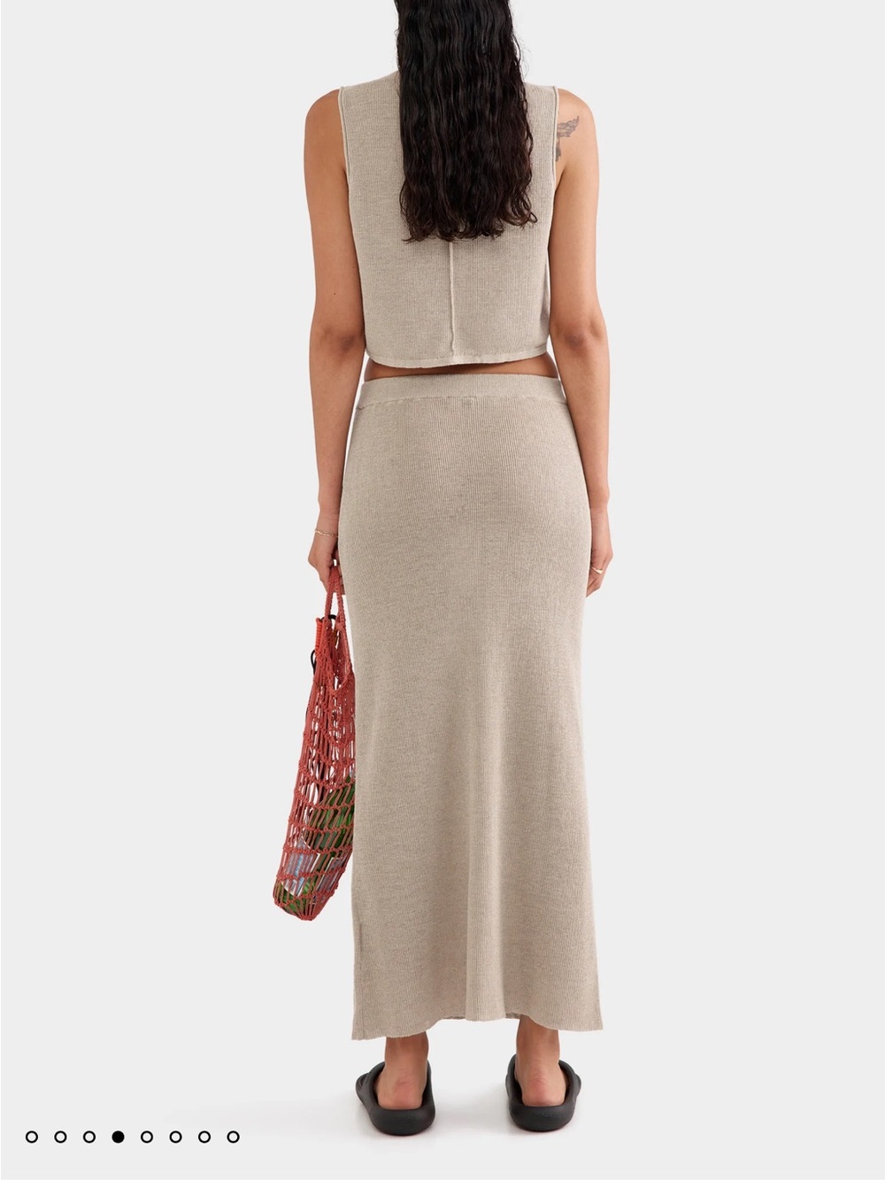 Venroy Taupe Rib Knitted Cropped Tank - Picture 3 of 7